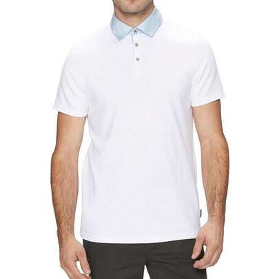  Ted Baker Frend Woven Mens White Polo Shirt