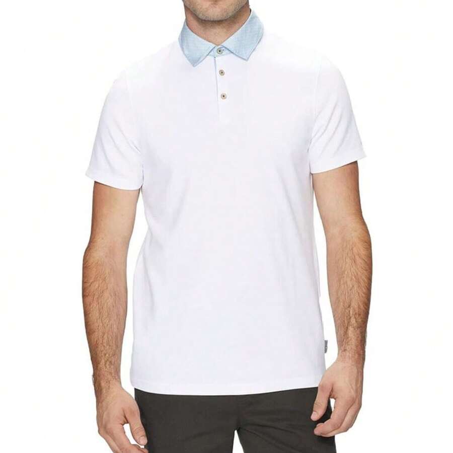 Ted Baker Frend Woven Mens White Polo Shirt - White - View 1
