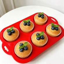6 Cavidades Forma de Cupcake de Silicone Econômico Reutilizável Flexível Leve Fácil Limpeza - Visão 6
