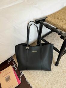 Large Capacity Handbag For Women, New Minimalist Fashion Versatile Commuter Shoulder Tote Bag - Black - View 7