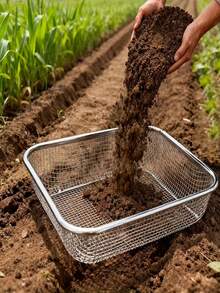 1pc Stainless Steel Garden Soil Sieve, Multi-Size Square Drainage Basket Mesh, Suitable For Soil Screening, Succulent Soil Filtration And Aquarium Substrate Filtering, Ideal For Gardening Enthusiasts, Potting Soil Screening, Compost Sifting, Sand And Gravel Separation, Indoor And Outdoor Plant Care Tool, Farmhouse Garden Accessory, Multi-Purpose Household Sieve For Seed Sorting, Pet Bedding Cleaning - One Size - View 3