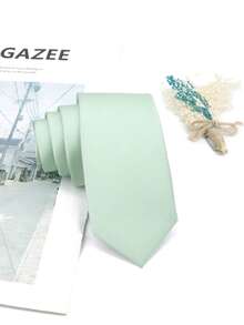 ZLQ&GOU 1pc Men's Tie Minimalist Slash Classic Style Suitable For Weddings, Parties, Vacations, Workplaces, Collar Accessories Suitable For Daily Wear Casual - Mint Green - View 6