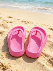 Women's Solid Color Flat Wedge Sandals, Soft And Shock-Absorbing EVA Sandals, Suitable For Summer Beach, Pool, Casual Walking, And Vacation. - Hot Pink - View 4