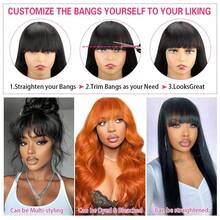 24-40 Inch Black Straight HD Lace Front Wigs Human Hair Wigs With Bangs For Women Straight Wear And Go Glueless No Lace Closure Wigs For Beginners Brazilian Virgin Human Hair Middle Part For Women - Body Wave - 查看 3