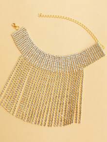 1pc Sexy Crystal Leg Chain, Suitable For Evening Gown - Gold - View 3