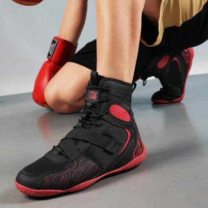 Scarpe Da Boxe Alta Uomo – Stivali Da Wrestling E Lotta, Tomaia In Microfibra Traspirante Con Suola Antiscivolo - 3