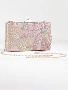 New European And American Fashion Pearl Embroidered Evening Clutch, Suitable For Parties, Galas, Weddings, Random Pattern - Pink - View 4