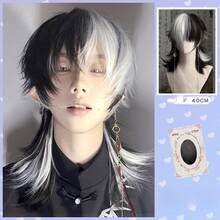 Cosplay Wigs - 狼尾黑白挑染+髮網 - 查看 7