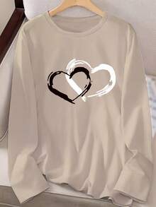 Two Long-Sleeved T-Shirts With Heart Print NBUB - Apricot - View 3