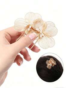 1pc Gold Butterfly Bridal Party Holiday Adult Hair Comb, Handmade Hair Accessory Suitable For Weddings - Gold - View 3