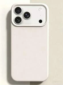 1 Minimalist Liquid Silicone Magnetic Wireless Charging Protective Case, Compatible With 17 Air 16 14 13 12 15 Pro Max Plus, With Suede Camera Protection - Antique White - View 2