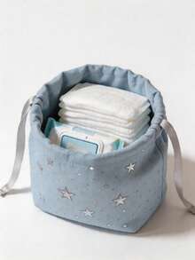 1pc Star Pattern Diaper Storage Bag, Portable Large Capacity Travel Multifunctional Maternity Bag, Lightweight Baby Essential Storage Bag For Outdoor Daily Use, Multi-Pocket Design For Diapers, Wipes, Skincare Products, Cute Star Pattern Design, Easy To Carry, Ideal Baby Shower Gift For New Parents - Multicolor - View 2