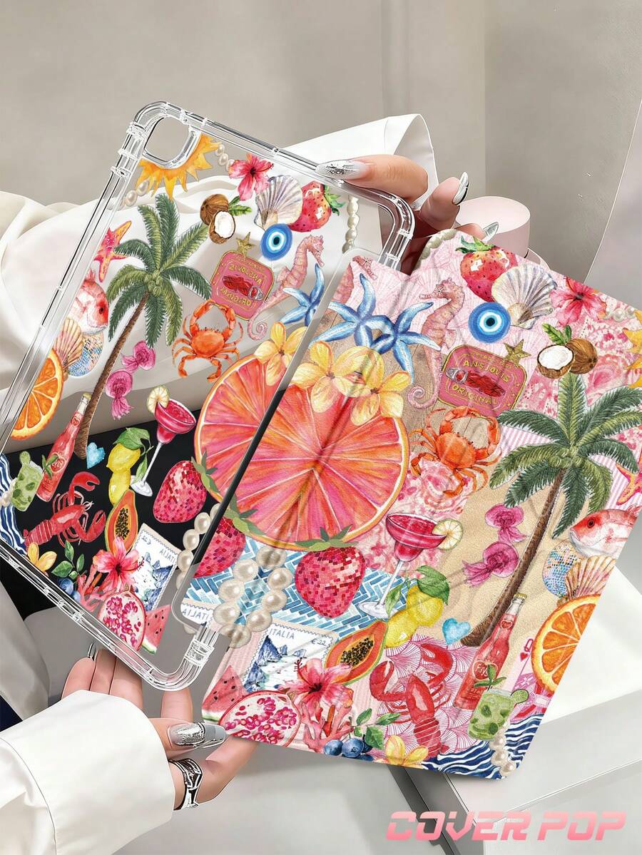 椰子、椰子树、芙蓉花、芙蓉花，适用于 iPad Air 8 (M4) 2026 (11 英寸)、Air 8 (M4) 2026 (13 英寸)、(A16) 第 11 代 11 英寸 2025、Apple Air 11 (2025)、第 10 代 10.9 英寸 2022 的保护壳，带笔槽、三折支架、自动唤醒/睡眠功能，是返校、情人节、节日的可爱礼物。
