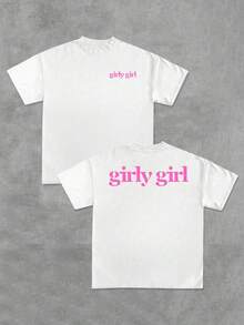 Bright Pink Text With The Phrase "Girly Girl" Expressing Self-Affirmation, Confidence, And A Playful Touch, Showcasing A Modern And Carefree Positive Attitude. Ideal For Standing Out In Style And Comfort On Any Occasion. Men's Reversible T-Shirt - 白色 - 查看 8