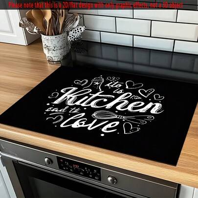 1pc, Black Kitchen Style, Flat Furnace Protection Pad, Rubber Anti-Slip And Heat-Resistant Furnace Cover Pad, Suitable For Induction Cookers, Glass Furnaces And Multifunctional Scratch-Resistant Pads, And Can Be Used As The Best Choice For Ovens, Washing Machines, Dryers And Kitchen Decoration.
