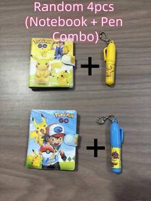 pokemon 2/4/8pcs Notebook With Pen, Spiral Bound Memo Pad, Student Gift, Suitable For Holiday Party Small Gift (Pen And Notebook Randomly Combined) - Multicolor - View 7