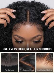 MEGALOOK 深卷发，发尾带指旋，6x4蕾丝前假发，16-30英寸，自然黑，180%密度，预先拔毛，自然发际线，适合女性度假、旅行、节日、角色扮演、校园、学校、婚礼、露营、假日等场合，休闲时尚风格。 - SNatural - 查看 4