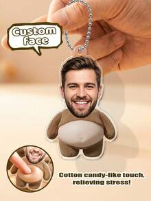 Personalized Acrylic Photo Keychain, Soft Belly Pressure Relief Toy, Customized Photo Keyring For Friends And Family, Everyday Bag Accessory - Abdomen - View 17