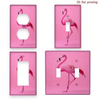 1pc [2D Printed] Decorative Wall Outlet Cover, Pink Flamingo Pattern, Suitable For Home, Office, Kitchen And Bathroom Outlets. No Power Or Battery Required, Fashionable And Durable Design