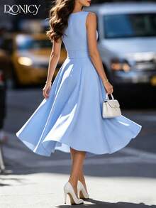Women Midi Dresses - Blue 2 - View 11