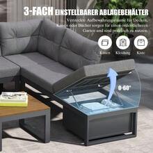Multi-Purpose Garden Furniture Set With 3-Position Adjustable Backrest And Reclining Function, Thick Comfort Cushions, Storage Space And Weatherproof Polyester Cover – For Patio, Balcony And Garden. Dark Grey. - 灰色的 - 查看 4