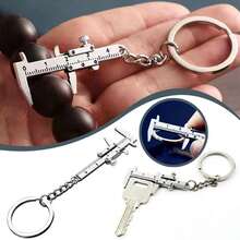Silver Fashion Mini Vernier Caliper Keychain, Zinc Alloy 3D Moving Precision Micro Pocket Vernier Caliper Key Ring, Car Key Fob, Caliper Size Measurement - Vernier Caliper Keychain - View 8