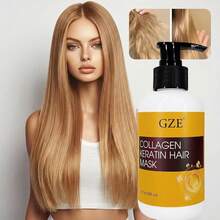 GZE胶原蛋白角蛋白发膜，深层修护干枯受损发质，强效滋养，抚平毛躁，增添光泽和柔软度，237毫升/8液盎司 - 正裝 - 查看 2