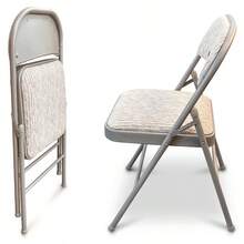 Set Of 4 Deluxe Fabric Padded With Heavy Duty Steel Metal Frame Folding Back Rest Chair For Home Garden Office Computer Desk - Grey - View 6