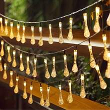 11.98m, 6.98m And 5.0m Solar Powered String Lights With 8 Flashing Modes And 100, 50 Or 20 LED Bulbs. Made Of Modern Style Plastic With Switch Control, Suitable For Garden, Christmas, Wedding, Birthday And Holiday Decoration. IP65 Waterproof. - Solar Water Droplets - View 2