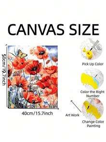 24-Color Adult DIY Digital Oil Painting Kit, 40*50cm/16*20inch, Includes 1pcs Canvas, 3pcs Different Paint Brushes & 1pcs Color Chart, Ideal For Living Room, Bedroom, Office & Home Wall Decoration, Perfect Gift For Valentine's Day, Birthday, Mother's Day, Christmas & All Holidays, Professional Adult Art Usage (Unframed) - Multicolor - View 3