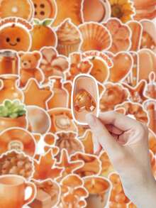 60 piezas Pegatinas estéticas naranja, que contienen elementos de mariposa/macaron/suculenta/teléfono retro, pegatinas decorativas de PVC resistentes al agua adecuadas para funda de teléfono, botella de agua, portátil, cuaderno, equipaje, scrapbook, diario, suministros de oficina, decoración de habitación, pegatinas lindas - Naranja - Ver 4