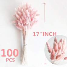 30~240 piezas Hierba de cola de conejo artificial multicolor de 17 pulgadas, tallos de hierba de cola de conejo artificial para decoración del hogar, adecuados para arreglos florales de estilo bohemio, manualidades DIY, decoración del hogar, cocina y bodas, decoración navideña - Rosa Pálido - Ver 5