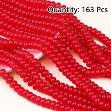 Khoảng 163 hạt cườm thủy tinh giả ngọc bích kích thước 5x8mm, hạt dẹt, hạt đệm, vật liệu làm trang sức thủ công DIY. - Hạt bàn tính - Xem 12