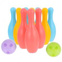 1 Set 12cm Plastic Bowling Set, 10Pcs Colorful Bowling Pins With 2 Balls, Indoor Outdoor Bowling Sports, Birthday Party & Family Activity - Multi-color 1 Set - View 9