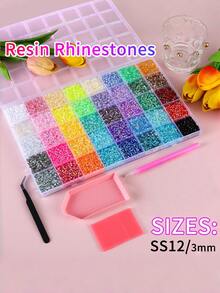 40 Colors Rhinestones For Bedazzling And Diamond Art, 3mm Flatback Gems With Tweezers, Perfect For Nail Art, Crafting, Clothing, Fabric Decor - Multicolor - View 2