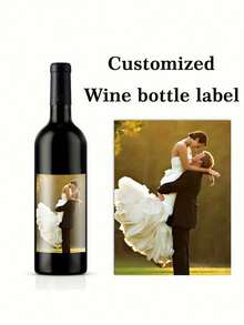 Personalized Wine Bottle Label Stickers Suitable For Wedding, Birthday, Party - Text/Logo/Date Champagne Bottle Design - Waterproof Plastic Bottle Labels Bulk Stickers - Multicolor - View 2