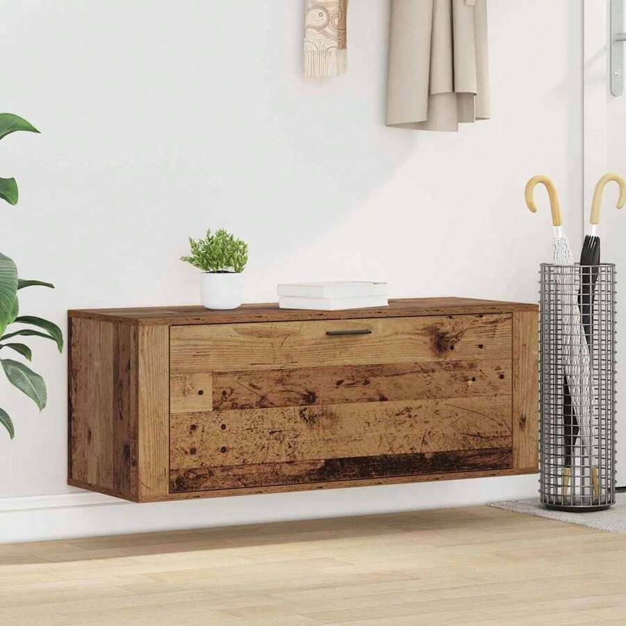 Cabinet à chaussures avec étagère Bois ancien 100 x 35 x 38 cm - Brun - Voir 1