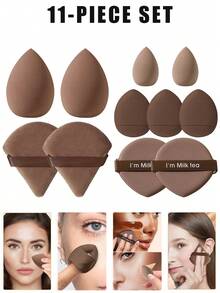 50-10 piezas Juego de esponjas de maquillaje, difuminador de maquillaje, esponja de mezcla de maquillaje profesional al por mayor, acaparamiento, esponja de corrector súper suave, herramientas de maquillaje facial, adecuado para base, polvo, tónico, maquillaje, barato, decoración de habitación, tocador, viaje, dormitorio, accesorios de maquillaje, borla, difuminador de maquillaje, borla de polvo, esponja de maquillaje, barato, rellenos de calcetines, maquillaje, herramientas de maquillaje, cosas baratas, regalos, regalos para mujeres, regalos de Navidad, sorteos, viaje, cosas baratas, artículos esenciales de viaje - Café integral - Ver 13