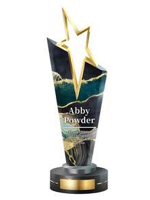 1pc Personalized Acrylic Trophy, Customizable Logo And Text, Star/Goat Head Design, Customizable Color Options Suitable For Corporate And Event Awards, Elegant Gradient Crystal Trophy, Perfect For Office Awards And Anniversary Gifts - Multicolor - View 13
