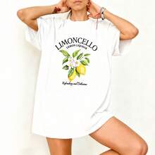 Camiseta Oversize Blanca con Estampado de Limoncello y Limones para Verano - Blanco - Ver 3