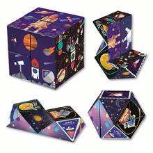 Classic 3D Stereoscopic Versatile Infinite Shape-Shifting Magic Cube Toy - Novelty Toy For Training Spatial Thinking Skills - Helps Improve Concentration/Relieve Anxiety And Stress - Suitable For Boys And Girls Aged 6+ - Unique Creative Christmas Gift And Birthday Present - Portable Colorful Space-Themed Toy WSKP - Phiên bản không gian đầy màu sắc - Xem 4