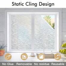 Window Privacy Film, Frosted Glass Film, Sun Blocking Static Cling For Bathroom & Office, Heat Control Anti Glare Removable, UV Rejection Non-Adhesive Covering For Home - 1PC - View 4