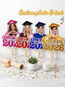 1支可定制毕业照手扇，个性化2026毕业照道具，可定制文字和姓名，毕业派对装饰，可定制高级纪念品，毕业照道具，2026年男女毕业礼物，个性化毕业纪念扇，毕业派对礼品，定制照片手扇，毕业季，毕业照道具，定制姓名毕业纪念品，毕业派对装饰扇 - 彩色 - 查看 2