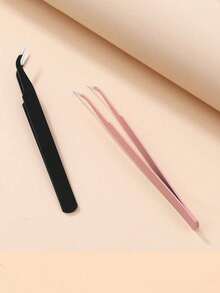 2/1支装黑色粉末假睫毛镊子睫毛工具夹睫毛修剪睫毛嫁接睫毛夹海豚金羽毛夹高精度花朵镊子 - 升級款 - 查看 3