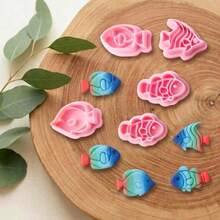 Cute Tropical Fish Clay Cutters Set, Ocean Animal Polymer Clay Molds, DIY Craft Tools For Summer Jewelry Making - Pink - View 1