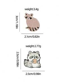 1/2pcs Cute Raccoon Brooch, Exquisite Craftsmanship Durable And Versatile, Easy To Attach On Canvas Bags Or Jackets For Adorable Style - Multicolor - View 4