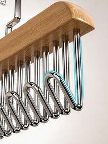 1pc Light Wood Color / Natural Wood Color / Vintage Color / Cream White Hook Hanger, Eight-Hook Solid Wood Household Hanger For Vests, Underwear, And Camisoles, Multi-Functional Rotatable Wave Hanger - Multicolor - View 8