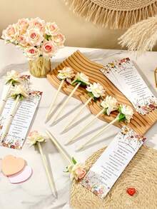 1pc Realistic Rose Ballpoint Pen - These Lifelike Rose-Themed Pens Come In A Variety Of Colors, With An Elegant And Fresh Design That Is To The Eye. They Make An Excellent Gift For Teachers, Family, Daughters, Students, And More For Holidays, Graduations, New School Years, Birthdays, Weddings, Bridal Showers, Celebrations, Anniversaries, Bachelorette Parties, And Other Special Occasions. - One Size Fits All - View 5