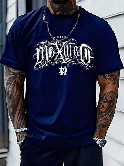 verano Cuello redondo playeras de hombre gym Ocio vacaciones alta calidad camisas para hombre Estampados de moda Y2K ropa de hombre sudadera para festival conjuntos de hombre regalos para hombre México local