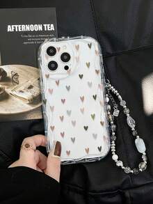 心形彩绘平纹印花奶油质感波浪边可拆卸手链简约防震加厚手机保护壳，兼容 17/17 Pro/17 Pro Max/16 XR/7/8 15 Pro Max/12 Pro Max/13 Pro Max/14 Pro Max 13 14 11 12P 14 女款 P11 软壳 P12 防摔 XS.XR /78P.78GES2，适用于 A134G A22 A21S A514G A52 S22 ULTRA A335G，A34 A35，适用于 Redmi 10 Note 114G 11 Lite A53 TPU A14 /A23/S23 ULTRA S24 A14 A15 S23 A73 A55 A54 手机壳 - 彩色 - 查看 1